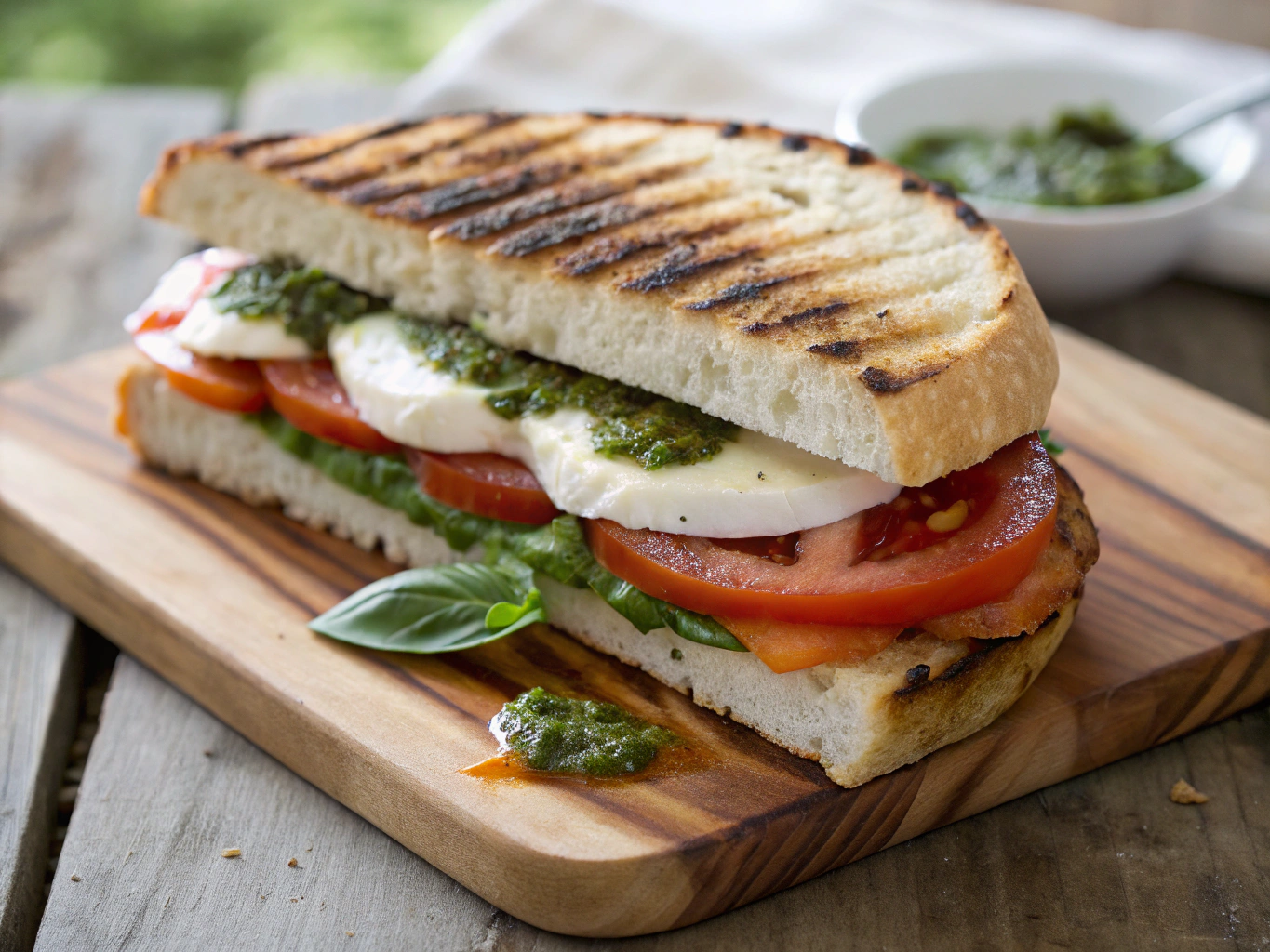 Freshly baked focaccia deli sandwich with imported meats