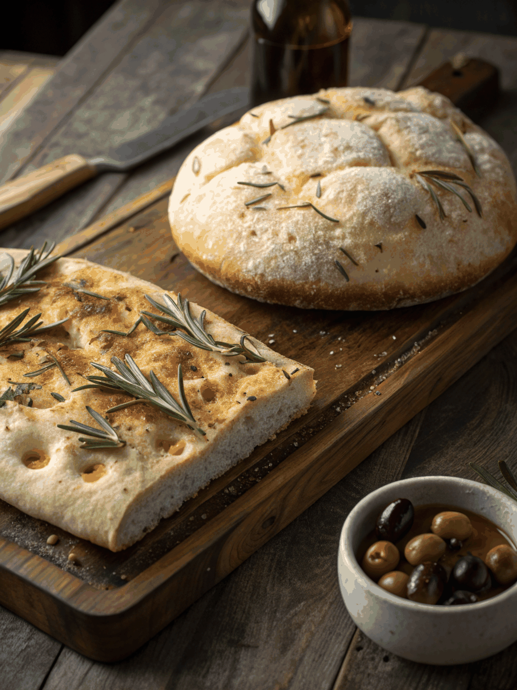 Freshly baked focaccia sandwiches